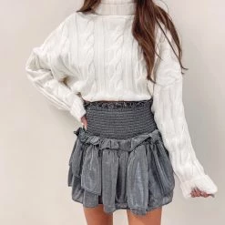 Indie Collection Avery Smocked Skirt - Silver New Arrivals