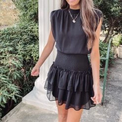 Indie Collection New Arrivals Rory Smocked Dress - Black