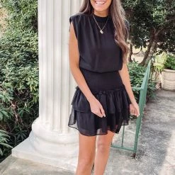 Indie Collection New Arrivals Rory Smocked Dress - Black