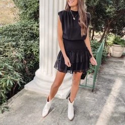 Indie Collection New Arrivals Rory Smocked Dress - Black