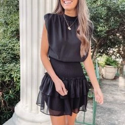 Indie Collection New Arrivals Rory Smocked Dress - Black