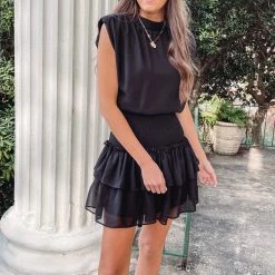 Indie Collection New Arrivals Rory Smocked Dress - Black