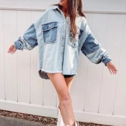 Indie Collection Denim Patch Shacket