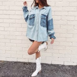 Indie Collection Denim Patch Shacket