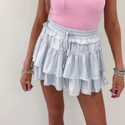 Indie Collection New Arrivals Maren Skort - Metallic Silver