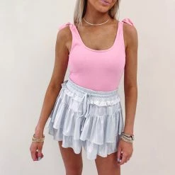 Indie Collection New Arrivals Maren Skort - Metallic Silver