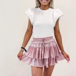 Indie Collection New Arrivals Maren Skort - Metallic Pink