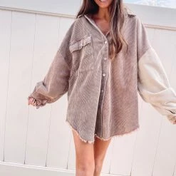 Indie Collection Chocolate Two Toned Shacket New Arrivals