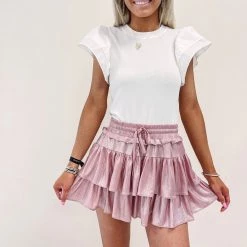 Indie Collection New Arrivals Maren Skort - Metallic Pink