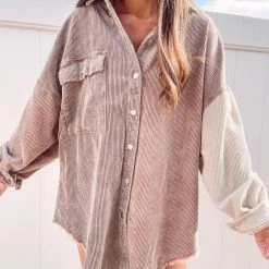 Indie Collection Chocolate Two Toned Shacket New Arrivals