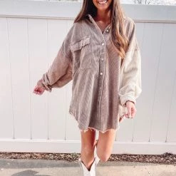 Indie Collection Chocolate Two Toned Shacket New Arrivals