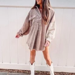 Indie Collection Chocolate Two Toned Shacket New Arrivals