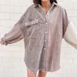 Indie Collection Chocolate Two Toned Shacket New Arrivals