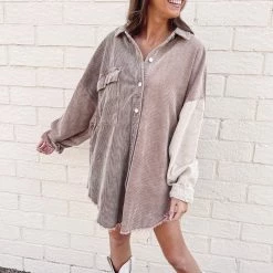 Indie Collection Chocolate Two Toned Shacket New Arrivals