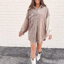 Indie Collection Chocolate Two Toned Shacket New Arrivals