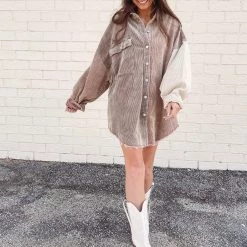 Indie Collection Chocolate Two Toned Shacket New Arrivals