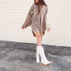 Indie Collection Chocolate Two Toned Shacket New Arrivals