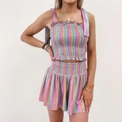 Indie Collection Adair Pastel Rainbow Top