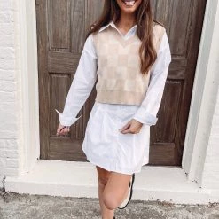 Indie Collection New Arrivals Checkered Sweater Vest