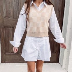 Indie Collection New Arrivals Checkered Sweater Vest