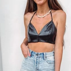 Indie Collection Faux Leather Crop Top