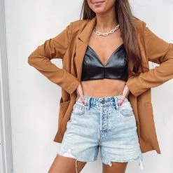 Indie Collection Faux Leather Crop Top