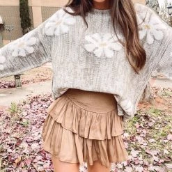 Indie Collection New Arrivals Smocked Skirt - Dark Taupe