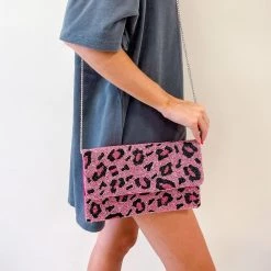 Indie Collection Pink Cheetah Beaded Crossbody + Clutch New Arrivals