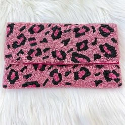 Indie Collection Pink Cheetah Beaded Crossbody + Clutch New Arrivals