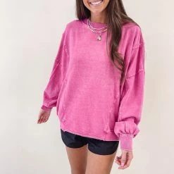 Indie Collection New Arrivals Riley Pink Pullover