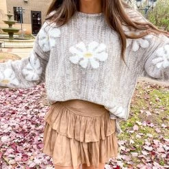 Indie Collection New Arrivals Smocked Skirt - Dark Taupe