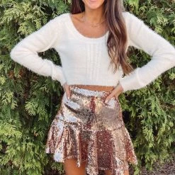 Indie Collection New Arrivals Gold Sequin Mini Skirt
