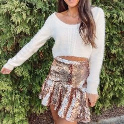 Indie Collection New Arrivals Gold Sequin Mini Skirt