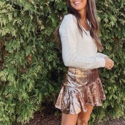 Indie Collection New Arrivals Gold Sequin Mini Skirt
