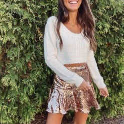 Indie Collection New Arrivals Gold Sequin Mini Skirt