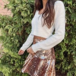 Indie Collection New Arrivals Gold Sequin Mini Skirt