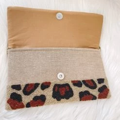 Indie Mae Leopard Beaded Crossbody + Clutch Accessories