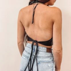 Indie Collection Faux Leather Crop Top