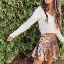 Indie Collection New Arrivals Gold Sequin Mini Skirt