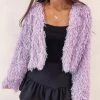 Indie Collection New Arrivals Lavender Feathered Cardigan