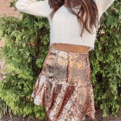 Indie Collection New Arrivals Gold Sequin Mini Skirt