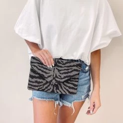 Indie Mae Animal Print Beaded Crossbody + Clutch Accessories