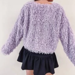 Indie Collection New Arrivals Lavender Feathered Cardigan