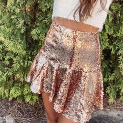 Indie Collection New Arrivals Gold Sequin Mini Skirt