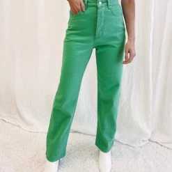 Indie Collection New Arrivals Green Straight Jeans