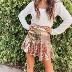 Indie Collection New Arrivals Gold Sequin Mini Skirt