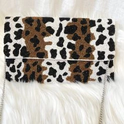 Indie Mae Dot Cheetah Crossbody + Clutch Handbags
