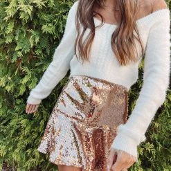 Indie Collection New Arrivals Gold Sequin Mini Skirt