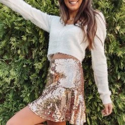 Indie Collection New Arrivals Gold Sequin Mini Skirt