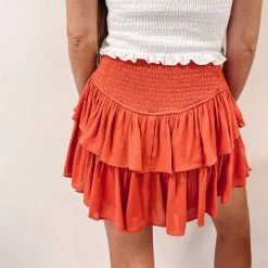 Indie Collection Smocked Skirt - Rust